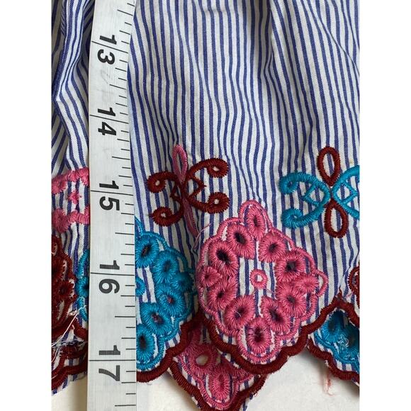 Ann Taylor LOFT Off Shoulder Blue Smocked Embroidered Top Size Large Petite - Picture 11 of 12